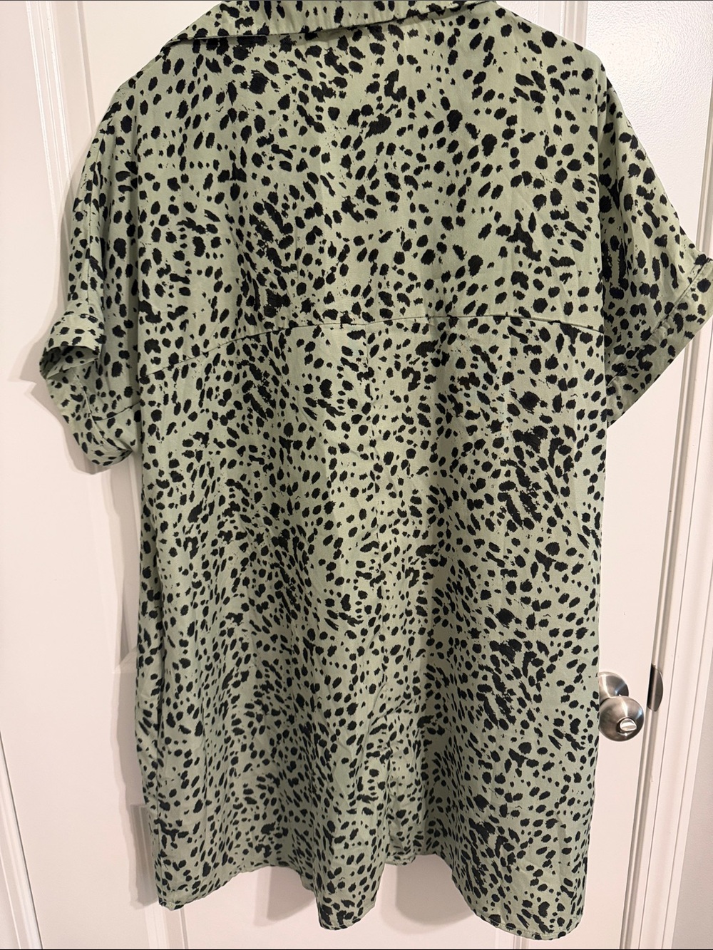 Women's Sage Green Speckled Collared Tunic Top/ Dress - Picture 3 of 4